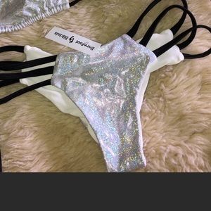 Sparkly Silver Bikini Bottoms. Size Small